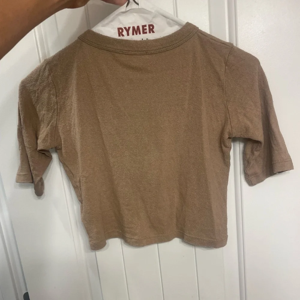 OZMA Tan Button-Up Crop Top - Picture 5 of 13